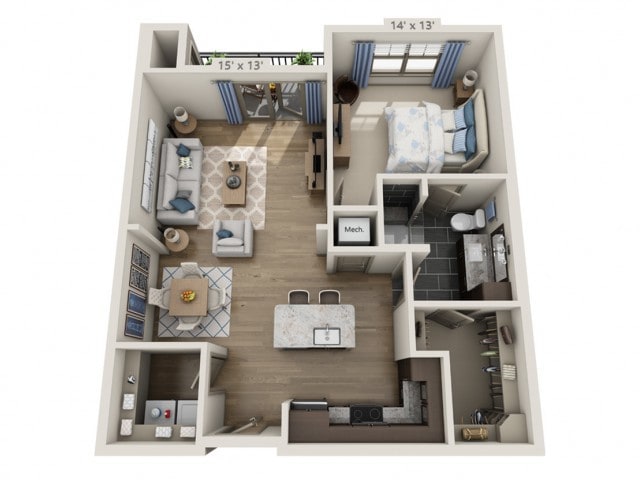 Floor plans are artist’s rendering. All dimensions are approximate. Actual product and specifications may vary in dimension or detail. Not all features are available in every apartment. Prices and availability are subject to change. - Lennon A