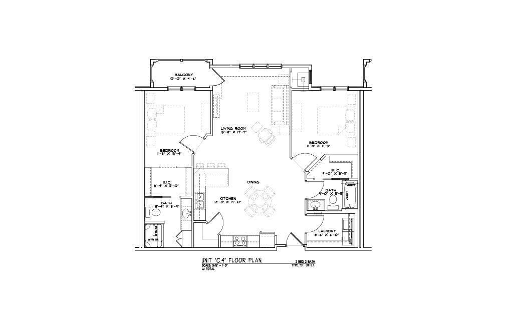 Floor Plan - 2 bedroom 2 bathroom