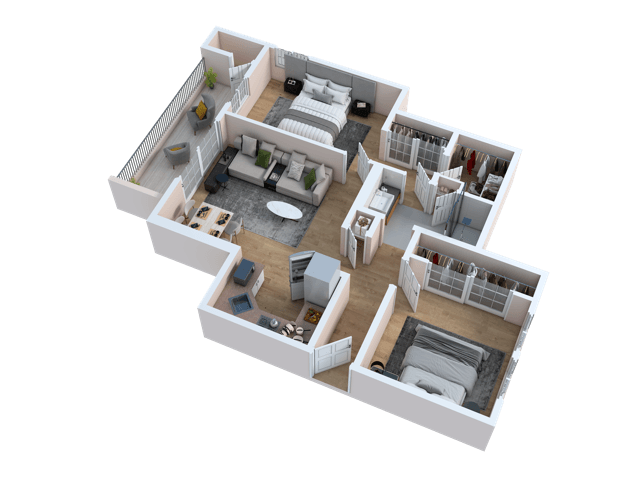 Floor Plan - Two Bed / One Bath - E