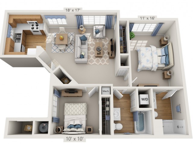 Floor plans are artist’s rendering. All dimensions are approximate. Actual product and specifications may vary in dimension or detail. Not all features are available in every apartment. Prices and availability are subject to change. - Dylan