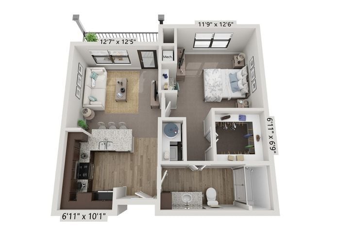 Floor Plan - 1x1 - A1