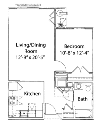 Floor Plan - 1 Bedroom 1 Bath