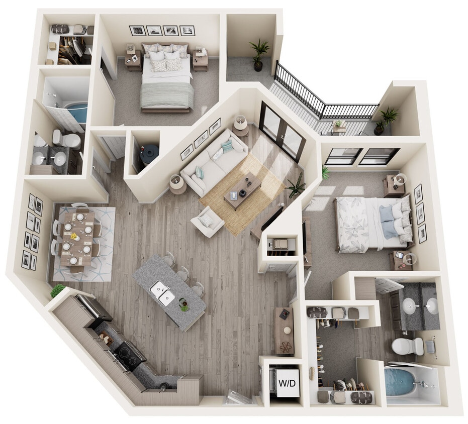 Two Bedroom - 1148 sq ft Floor Plan - Mesquite Trails at Brooks - Two Bed/Two Bath - 1148 sq ft - 60% AMI