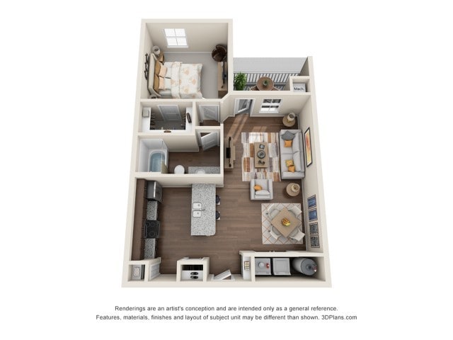 Floor plan is an artists rendering. All dimensions are approximate. - 1 bedroom/1 bath 1