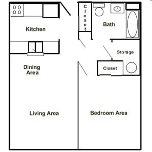 1BR/1BA - One Bedroom