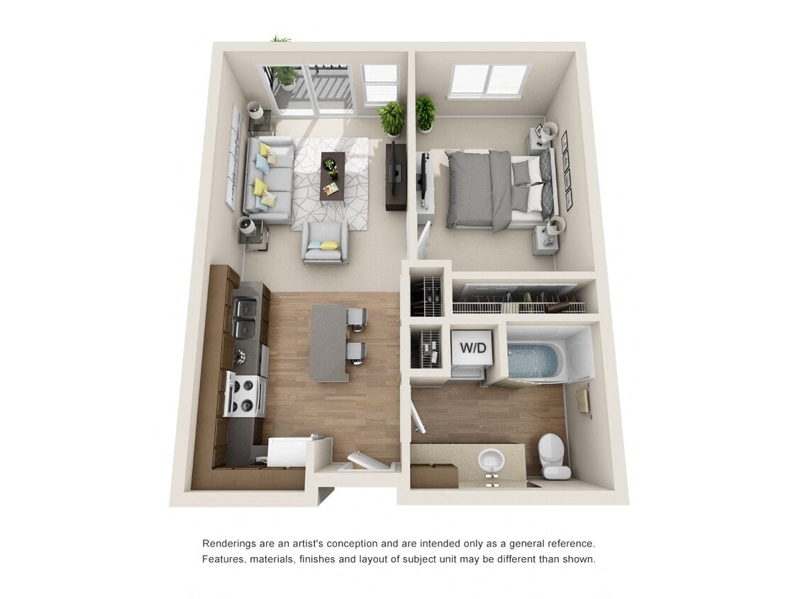 Floor Plan - 1x1 - B1* income restrictions apply