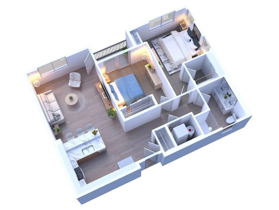 Floor Plan - 2 Bedroom 1 Bath 868 sqft