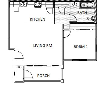 Floor Plan - 1 Bed 1 Bath