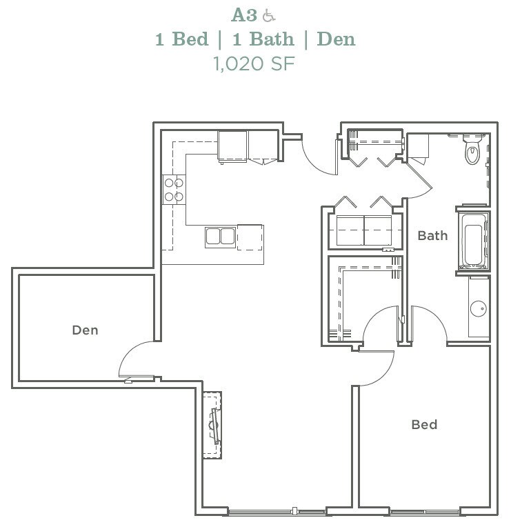 Floor Plan - One Bedroom Den A3