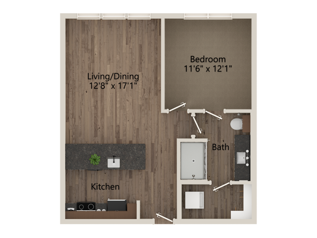A5 1 Bedroom 1 Bathroom 676 sq ft - A5