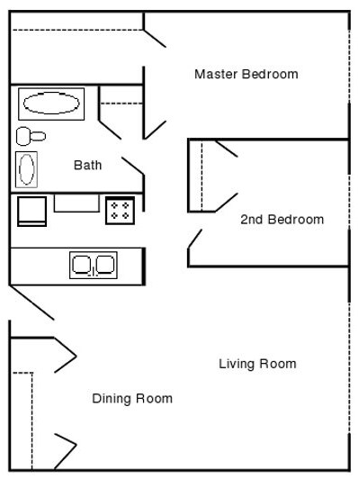 2BR/1BA - 2 Bed