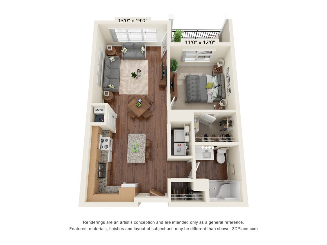 Floor Plan - One Bedroom - A2