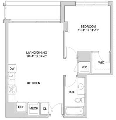 Floor Plan - 1 Bed_1 Bath-A1_1BR_E