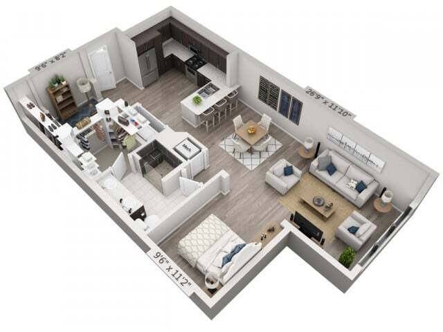 Floor plans are artist’s rendering. All dimensions are approximate. Actual product and specifications may vary in dimension or detail. Not all features are available in every apartment. Prices and availability are subject to change. - E2