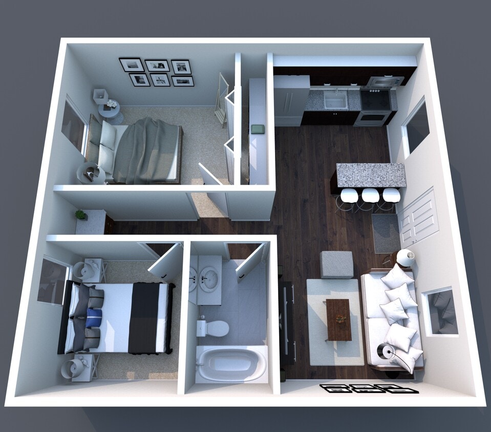 Floor Plan - 2 BD/1 BA