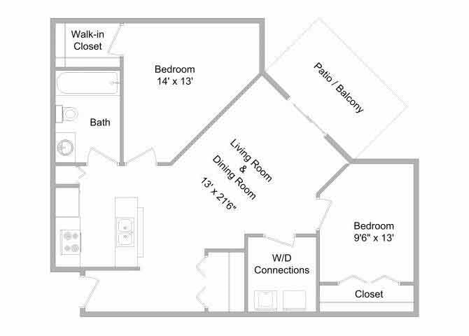 Floor Plan - 2 Bedroom With Laundry Room
