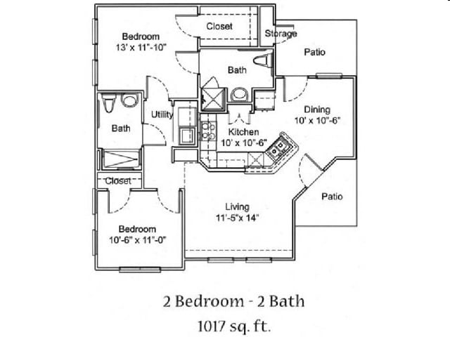 2BR/2BA - 2 Bedroom B