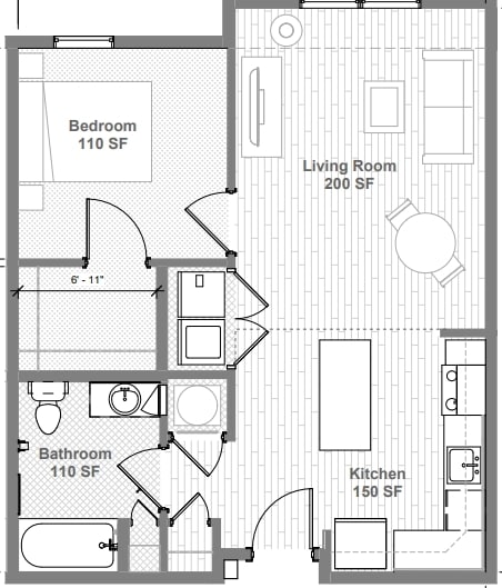 Floor Plan - 1 Bedroom 