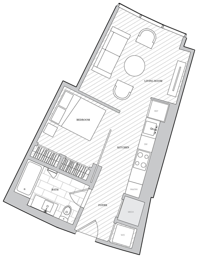 Floor Plan - 1 Bed 1 Bath BR JR
