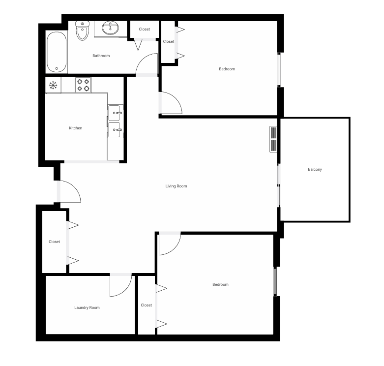 Floor Plan - 2 Bed/ 1 Bath A