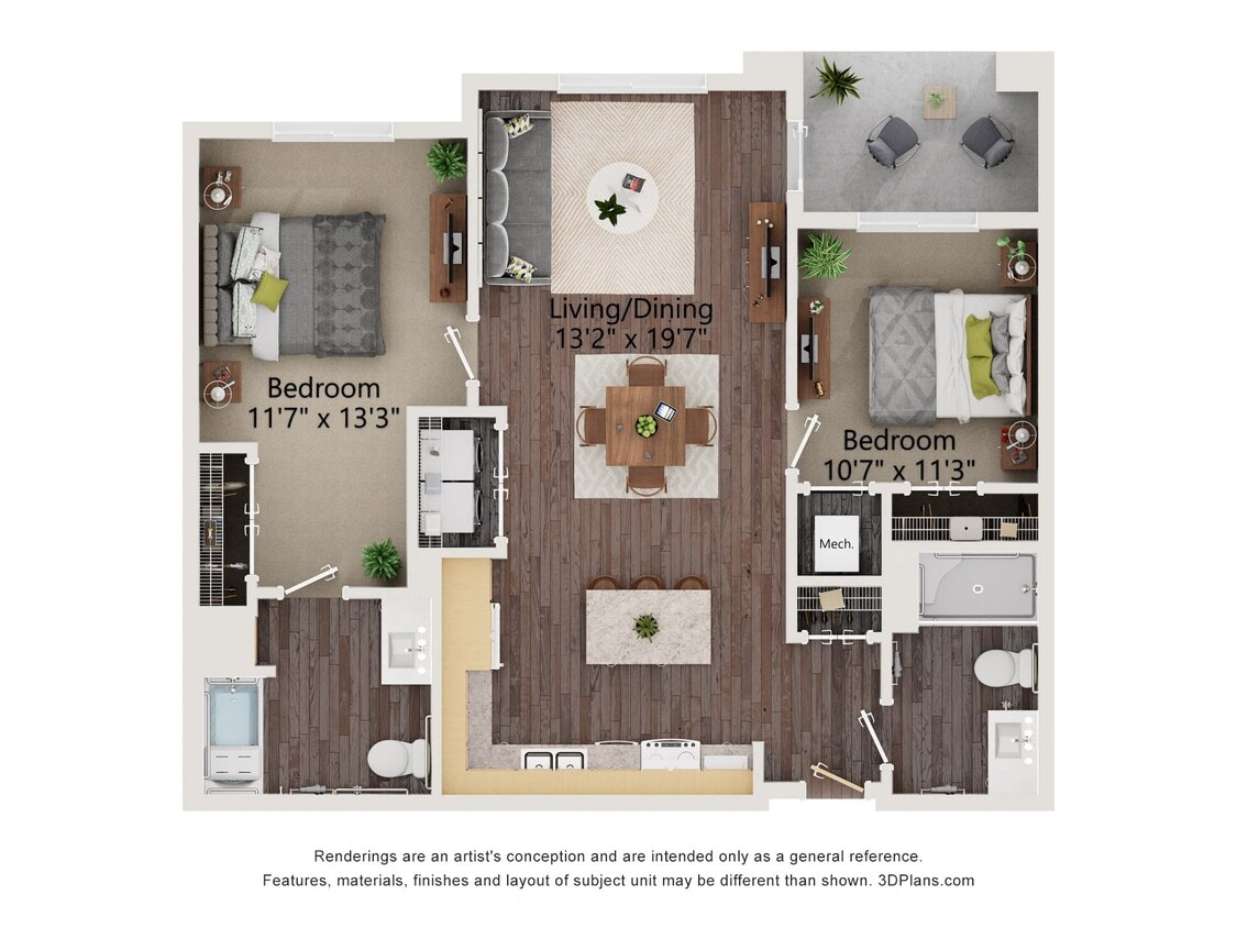 Floor Plan - Two Bedroom - 2AA