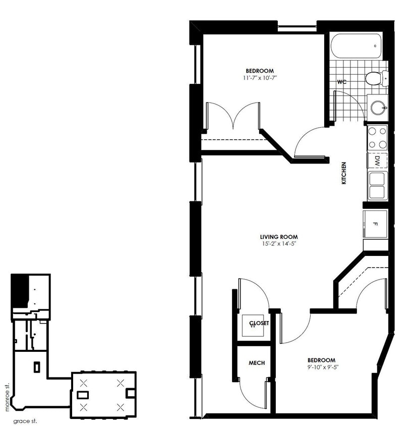 Floor Plan - 2B | 1B - 789