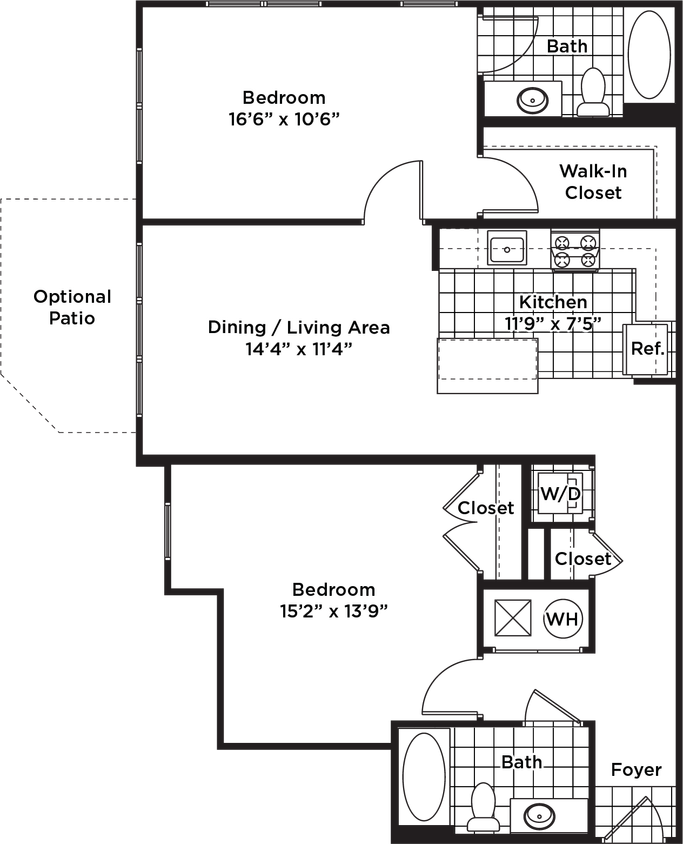 Floor Plan - 2 Bedroom 2 Bath - B14