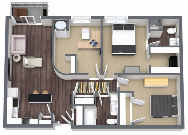 2 bedroom + Den, 2 bathroom - C1- 2 bedroom plus den
