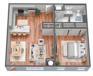 Floor Plan - 1 Bed, 1 Bath