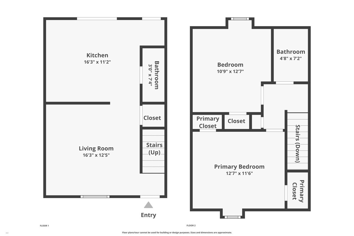 Floor Plan - 2 BR Townhome Renovated w/W&S & Mini-split