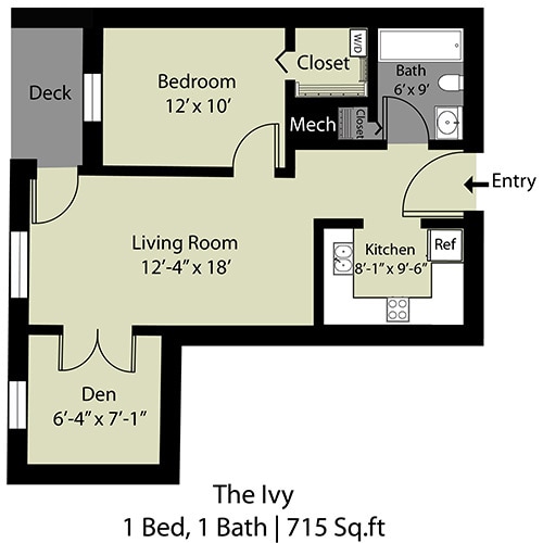 Floor Plan - The Ivy - 1 Bed/1 Bath