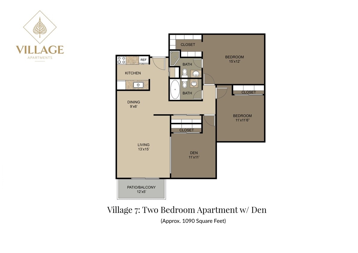 Village 7 Two Bed w Den - Two Bedroom w/ Den 7-01