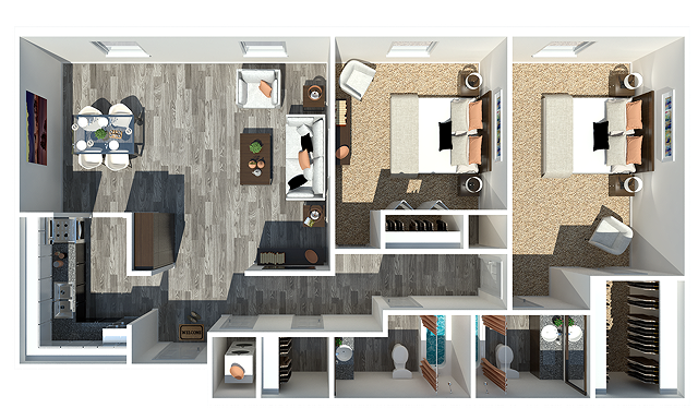 2 Bedroom | 2 Bathroom 1075 Square Feet - 2.2 1075