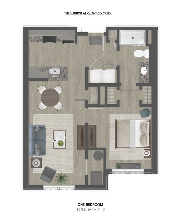 Floor Plan - 1 Bedroom, 1 Bathroom