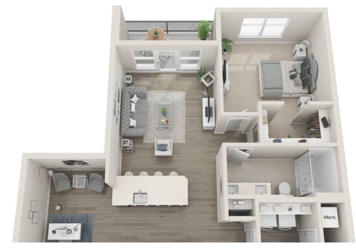Floor Plan - Dolce - One bedroom + Den