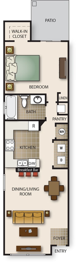 Floor Plan - One Bedroom One Bath (b)
