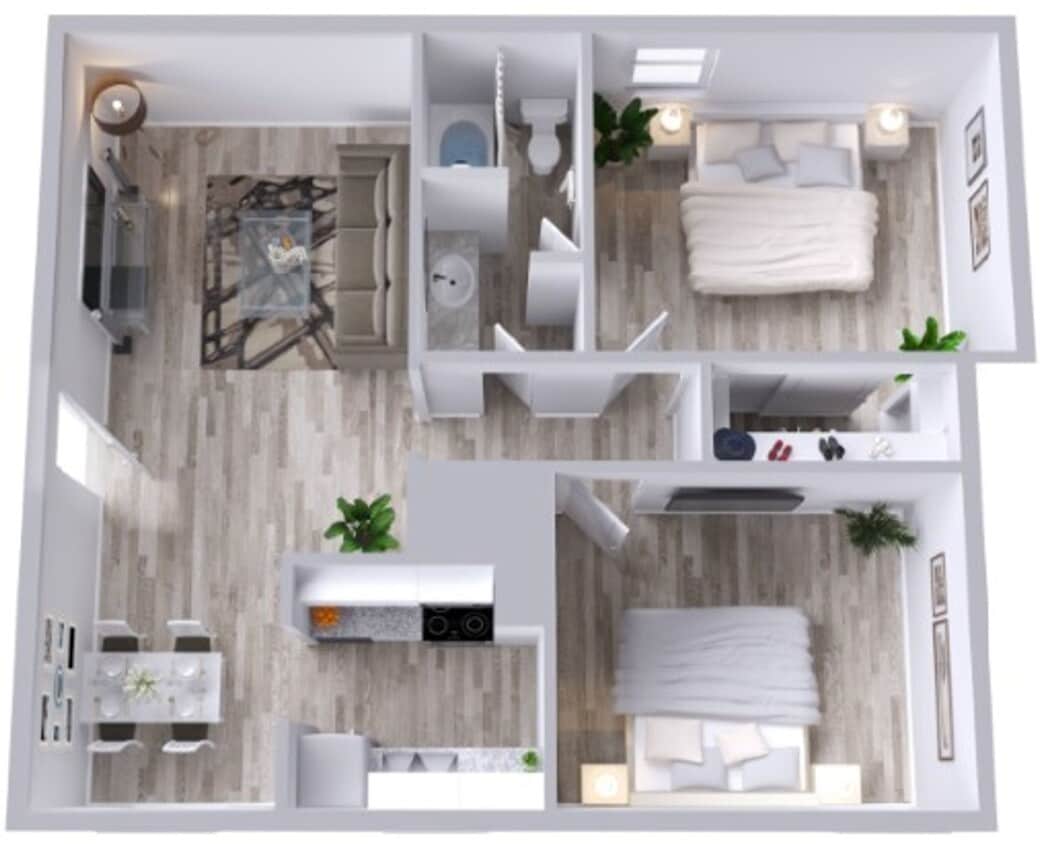 Floor Plan - 2 Bed 1 Bath