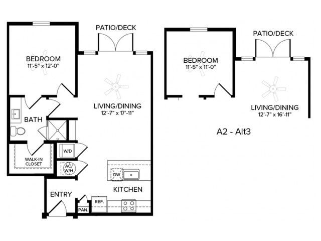 A2 ALT3 1 bed 1 bath 736 Square feet - A2 ALT 3