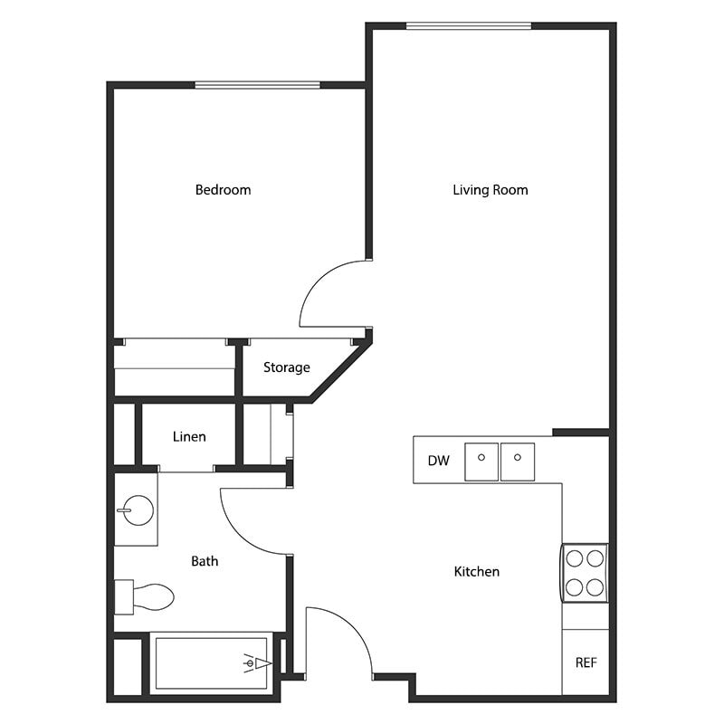 Floor Plan - 1 BED 1 BATH