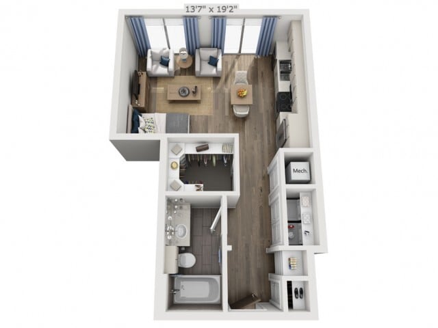 Floor plans are artist’s rendering. All dimensions are approximate. Actual product and specifications may vary in dimension or detail. Not all features are available in every apartment. Prices and availability are subject to change. - A0