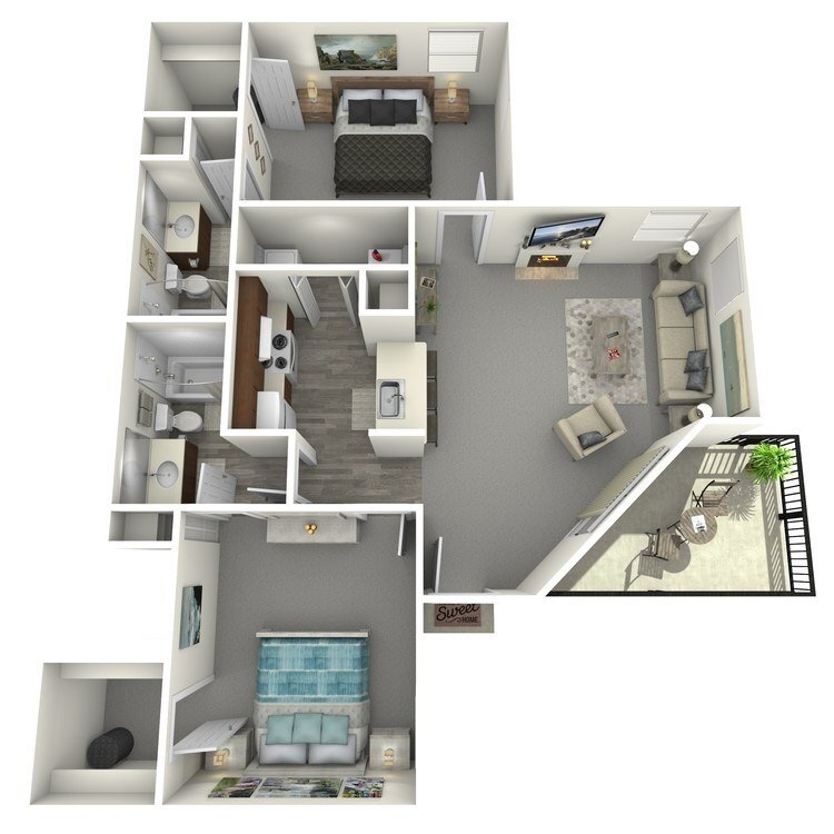 Floor Plan - Hawthorne - 2 Bed, 2 Bath