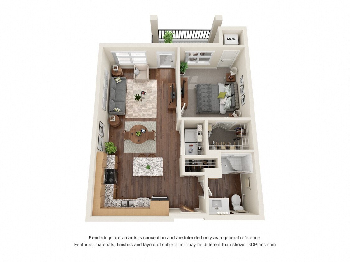 Floor Plan - One Bedroom F - 50%