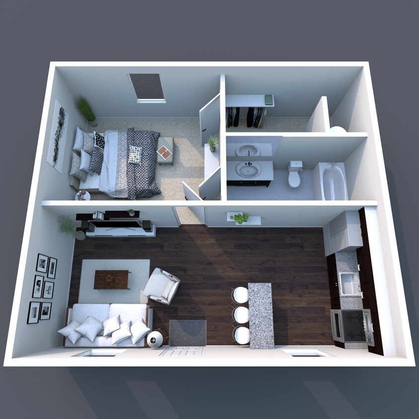 Floor Plan - 1 BD/1 BA