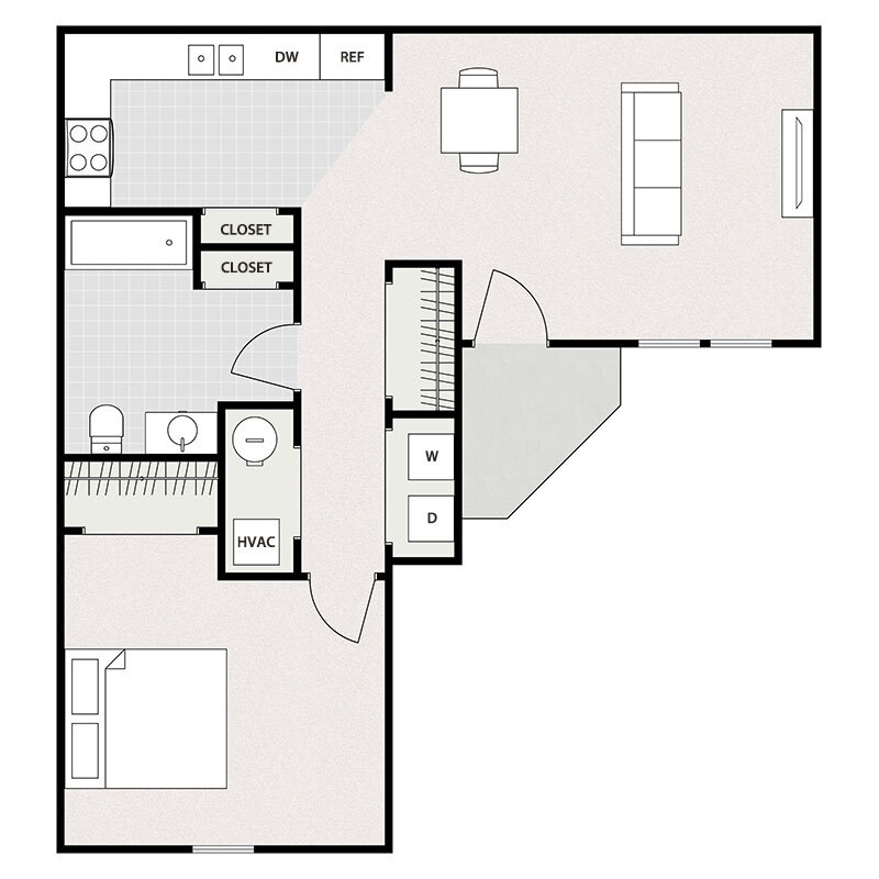 Floor Plan - One Bedroom One Bathroom