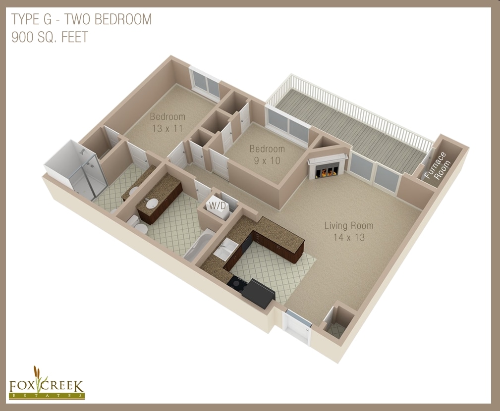 Type G - Estates - 2 Bed, 2 Bath - 900 Square Feet