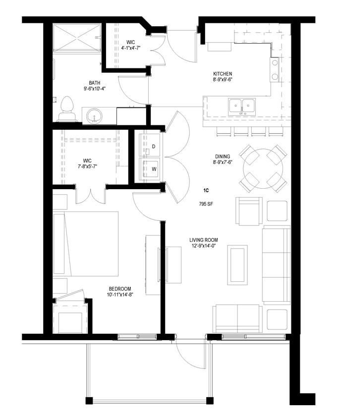 Floor Plan - One Bedroom - C
