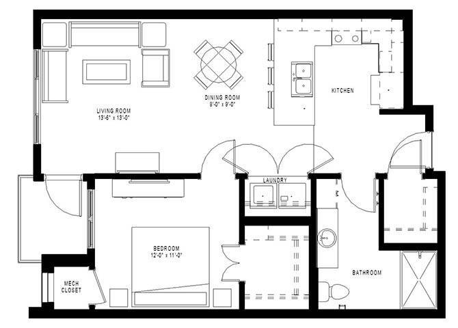 Floor Plan - One Bedroom B