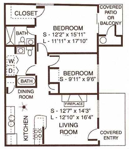 Floor Plan - 2 Bedroom / 2 Bathroom 