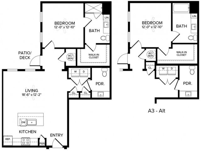 A3 ANSI 1 bed 1 bath 957 Square feet - A3 ANSI