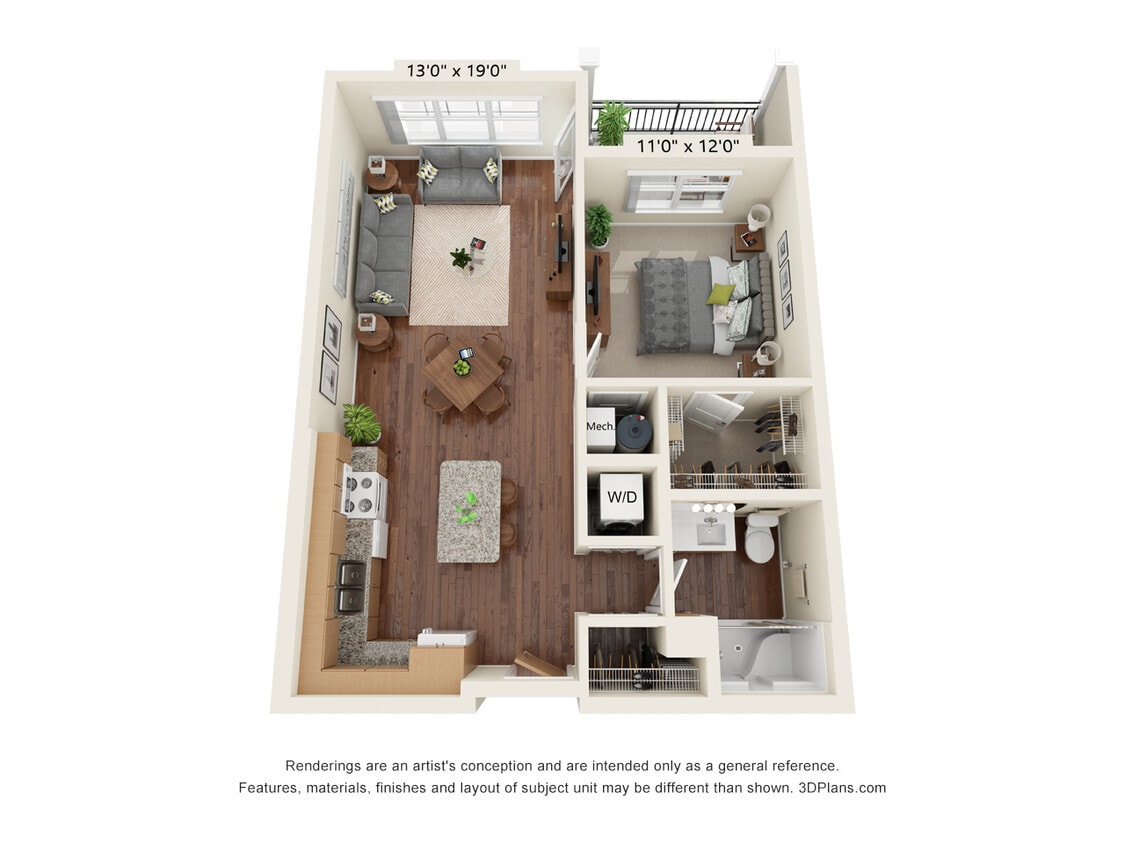 Floor Plan - One Bedroom - A1